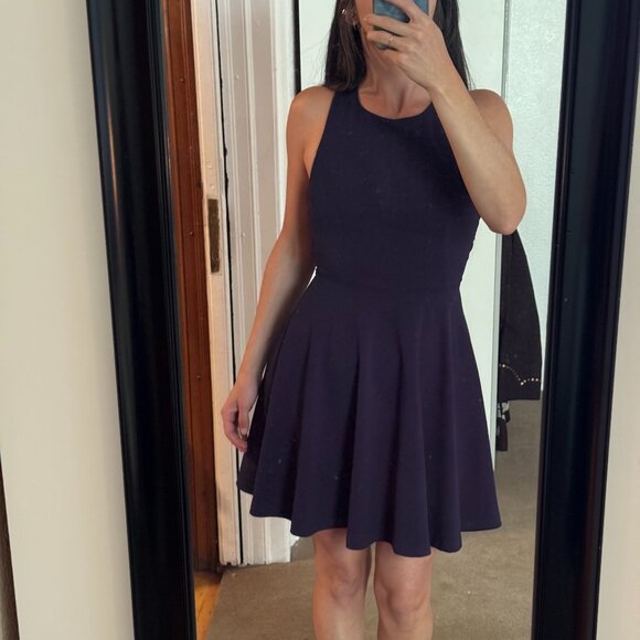 Lulus fit & flare mini dress in Navy - Picture 1 of 9